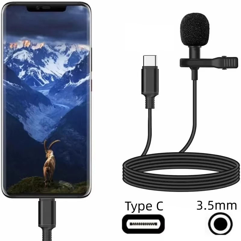 Microphone Capsule - 1-5 Stück Tragbares USB-Mini-Lavaliermikrofon /3,5mm/Type-C Metall-Clip