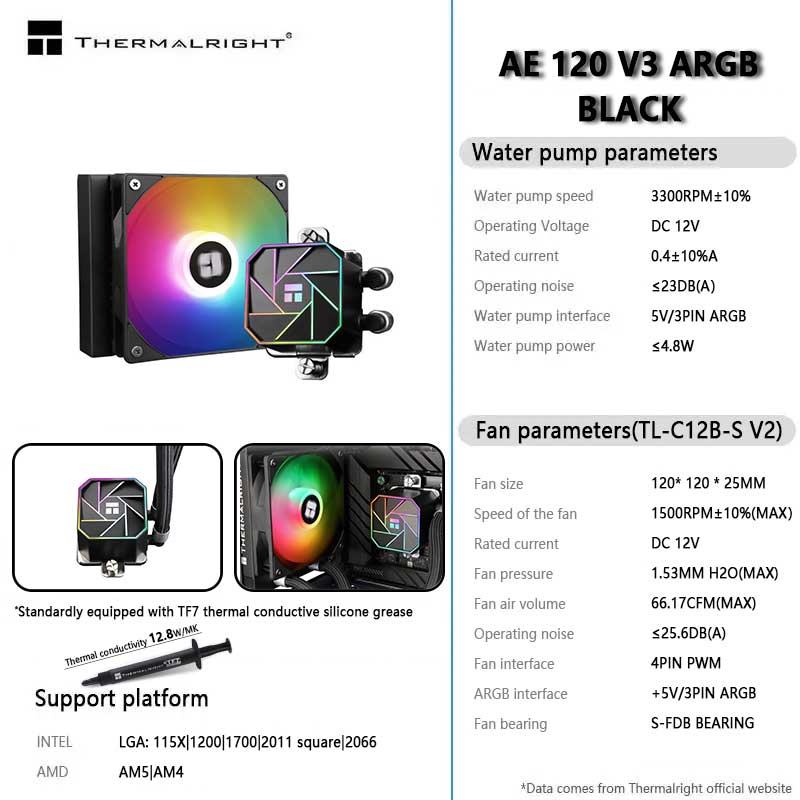 Heatsink Aluminum - Thermalright AQUA ELITE 120 V3 ARGB-CPU,
